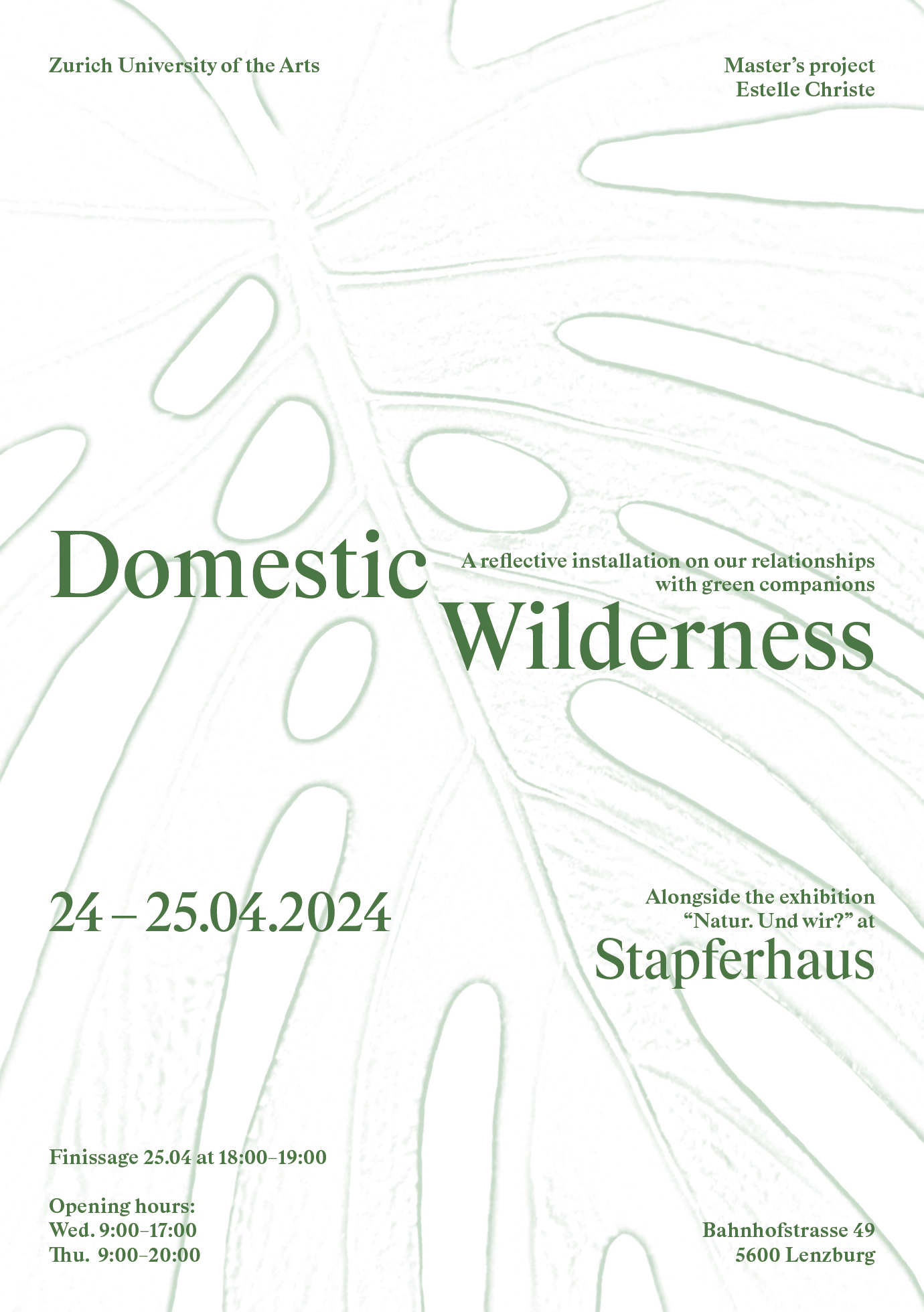 Save the Date: Domestic Wilderness im Stapferhaus